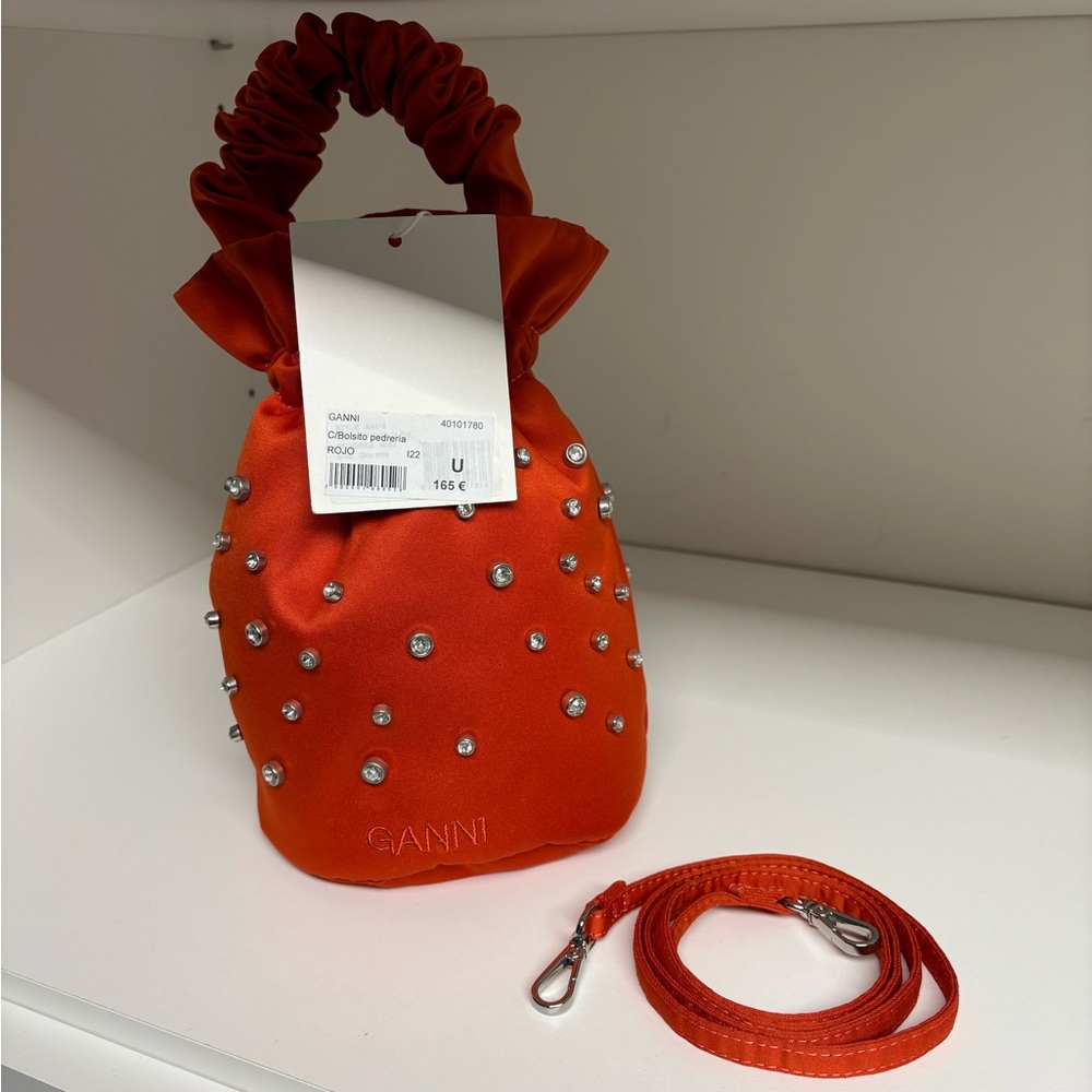 Ganni Orange Mini Bag with Embellishments